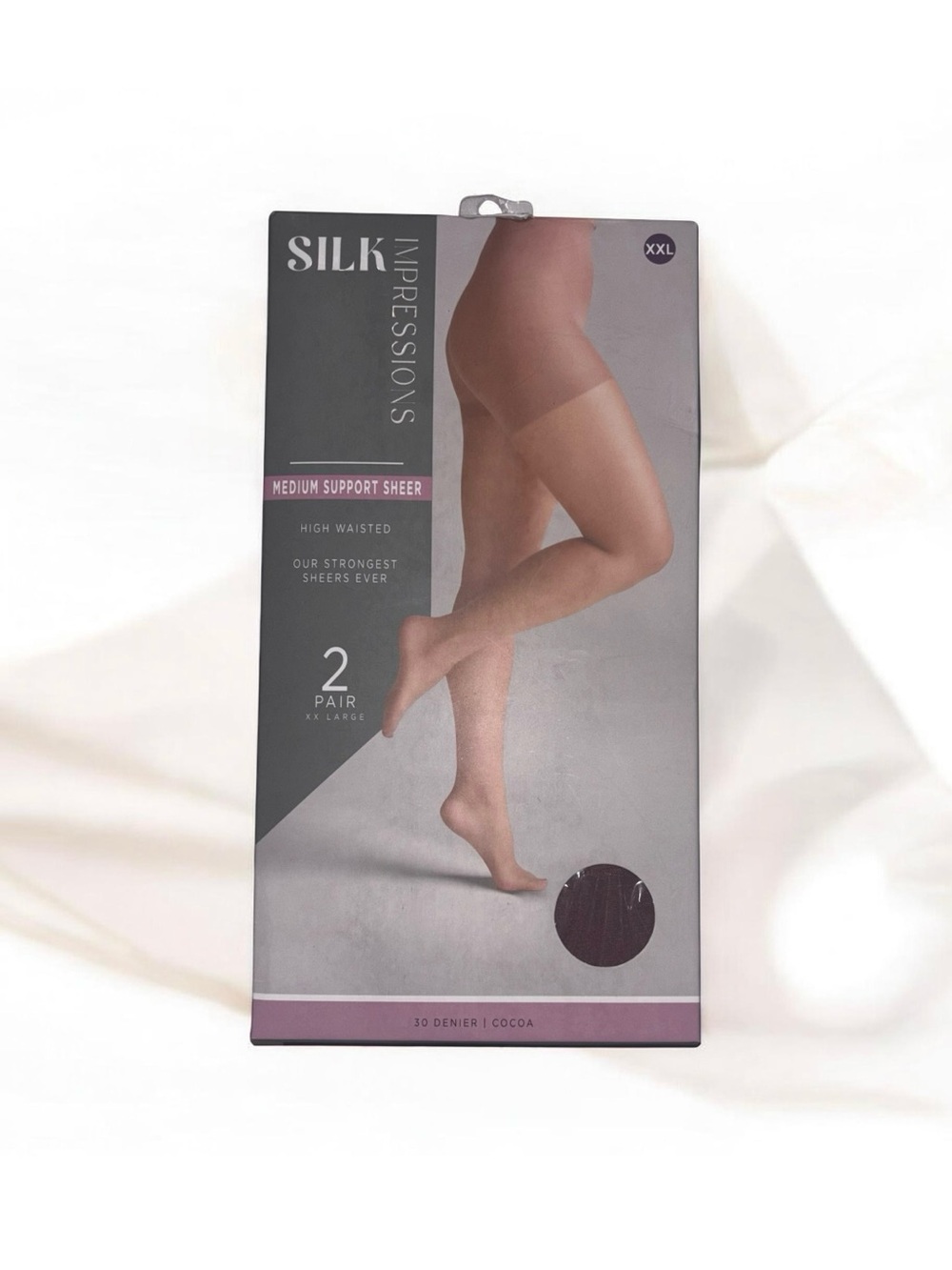 Silk Impressions Women's Medium Support Sheer High Waisted Hosiery Cocoa 2 Pair